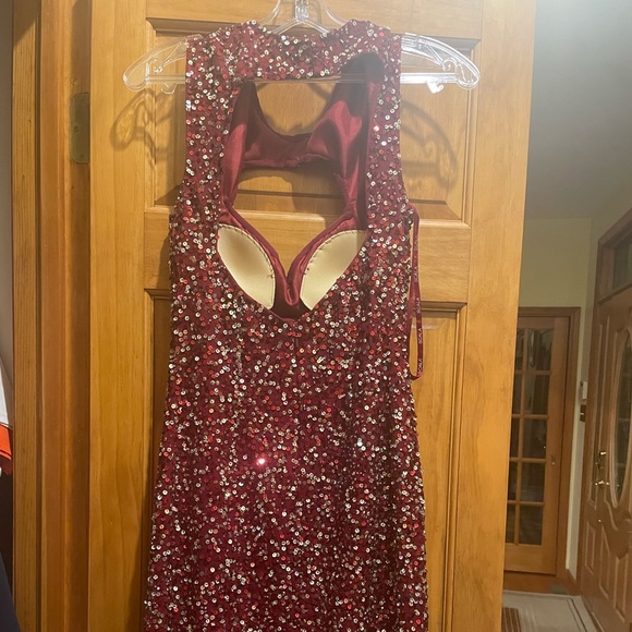Scala size 6 red with silver sequin semi formal dress - Picture 3 of 3